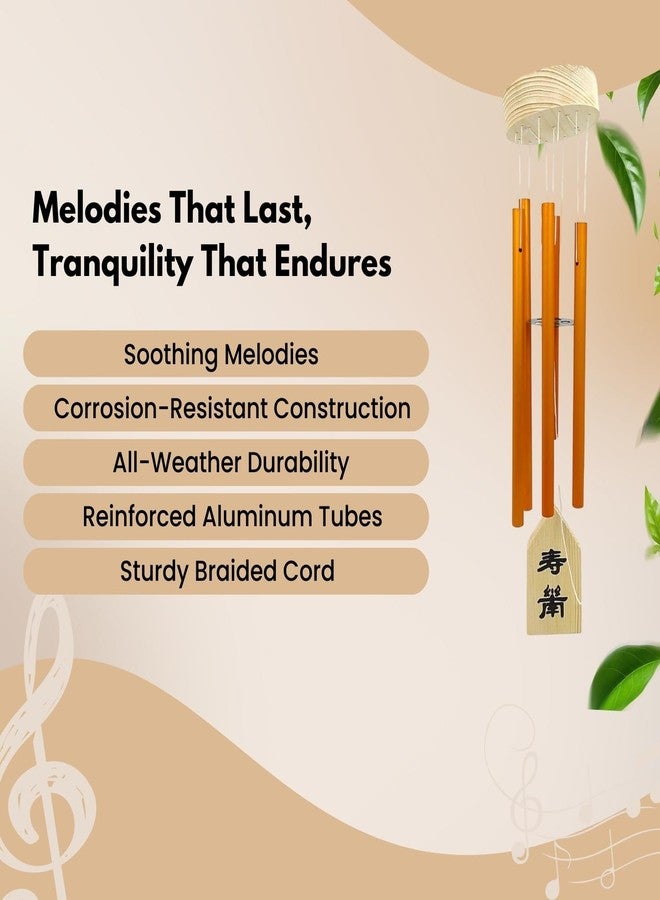 Plus Value 5 Pipe Wind Chimes for Balcony Home Positive Energy Decor Garden Outdoor Feng Shui Metal Hanging Bells Big Size (Positivity Vibes Windchimes for Office Decoration, Gold) - Image 4